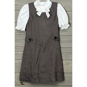 Houndstooth Shift Dress Jumper Womens M Dark Academia Schoolgirl Vintage